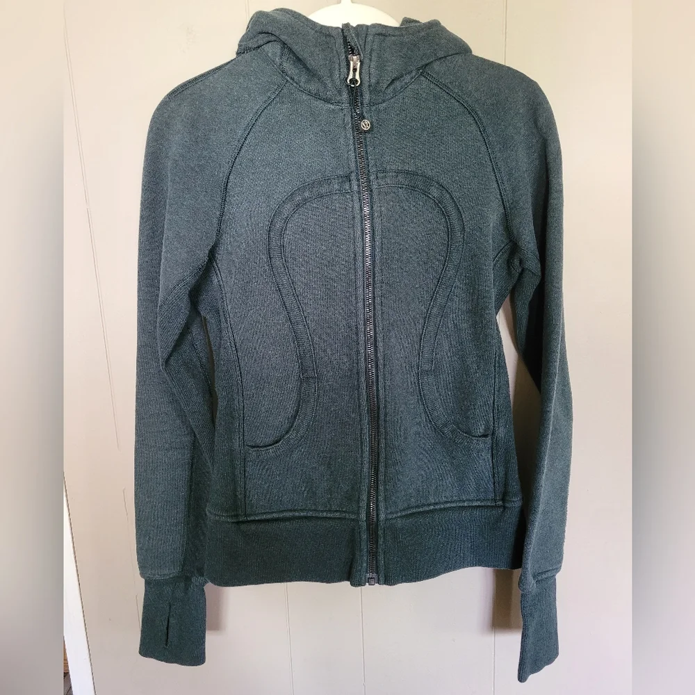 EUC Lululemon Scuba Hoodie II Heathered Fuel Green 4 - Picture 6 of 12